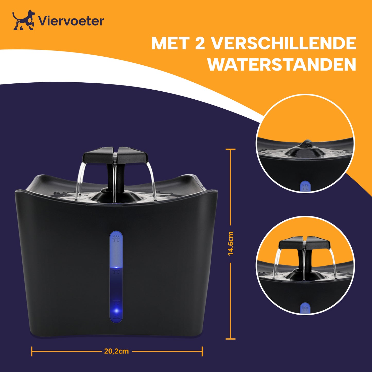 Viervoeter Drinkfontein - Kattenfontein Drinkbak Automatisch Stromend Water - 3 Liter