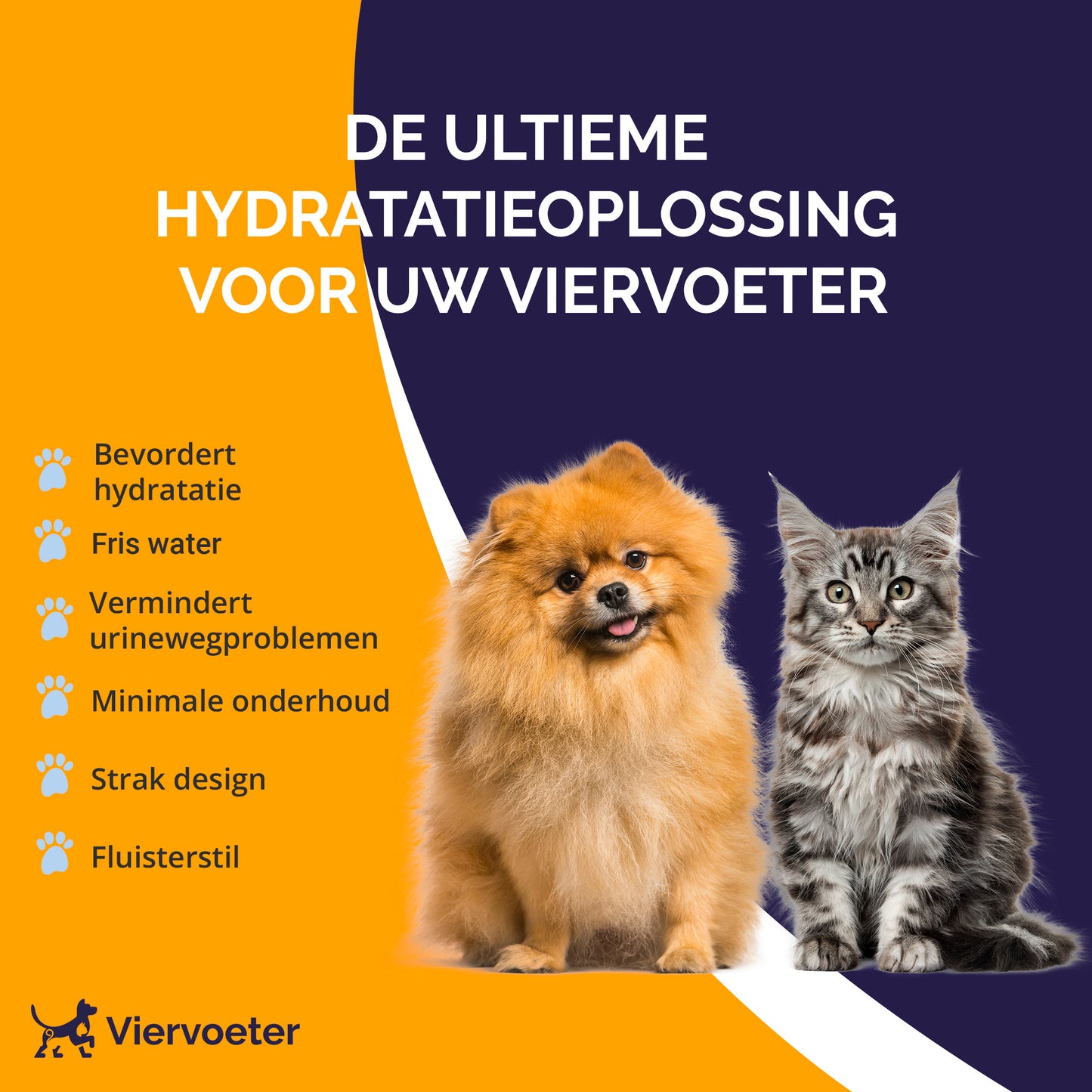 Viervoeter Drinkfontein - Kattenfontein Drinkbak Automatisch Stromend Water - 3 Liter