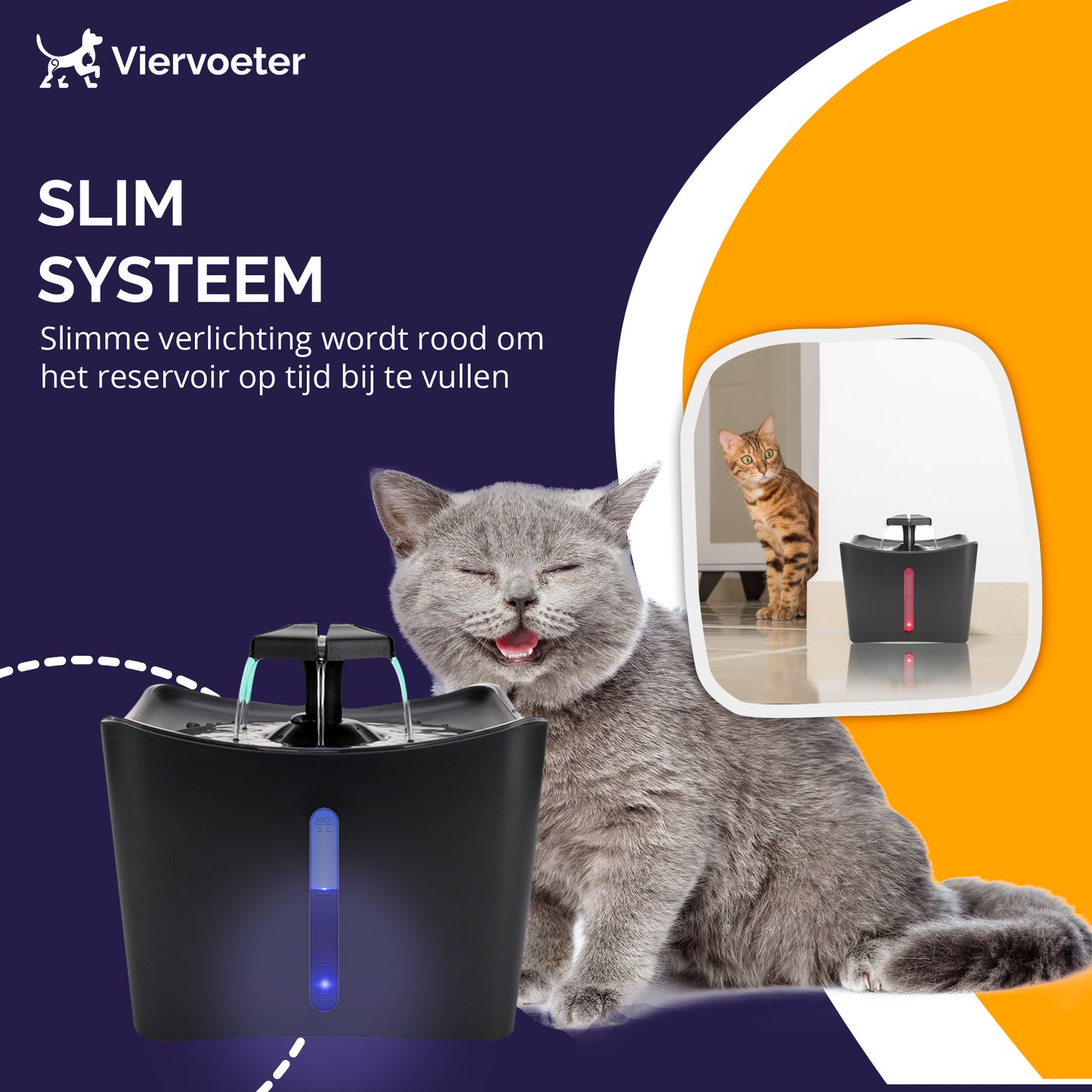 Viervoeter Drinkfontein - Kattenfontein Drinkbak Automatisch Stromend Water - 3 Liter