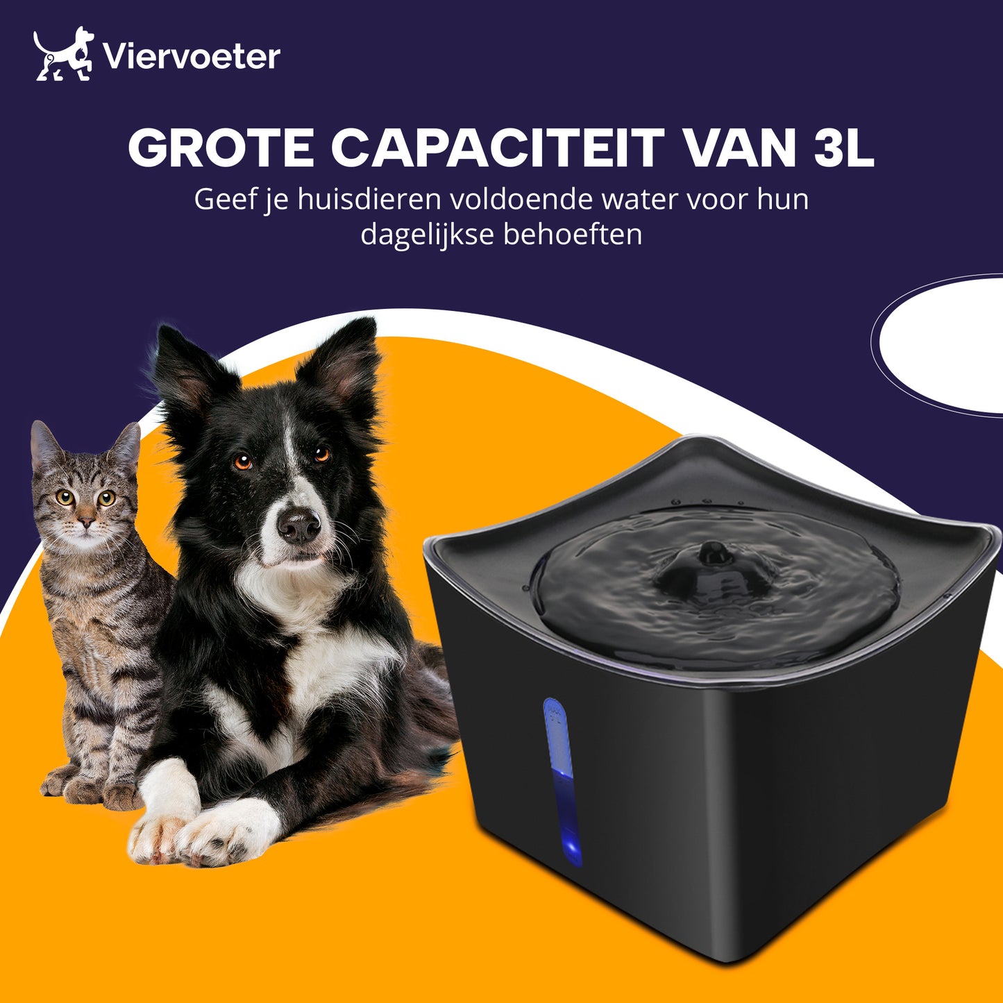 Viervoeter Drinkfontein - Kattenfontein Drinkbak Automatisch Stromend Water - 3 Liter