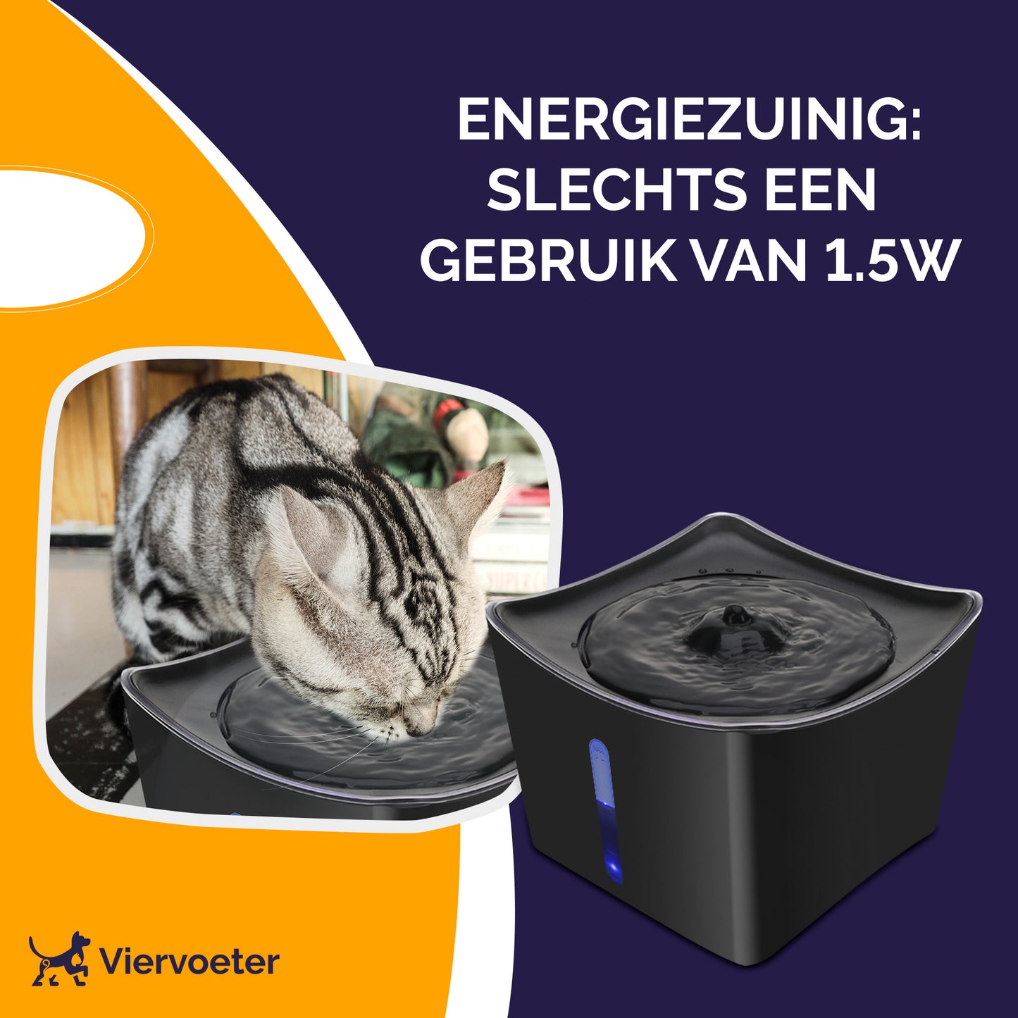 Viervoeter Drinkfontein - Kattenfontein Drinkbak Automatisch Stromend Water - 3 Liter