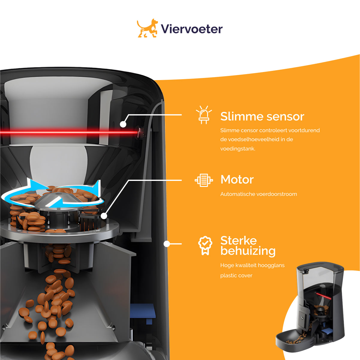 Viervoeter Voerautomaat - Camera en Audio - Automatische Voerbak Kat of Hond - Voerautomaat Kat - Zwart