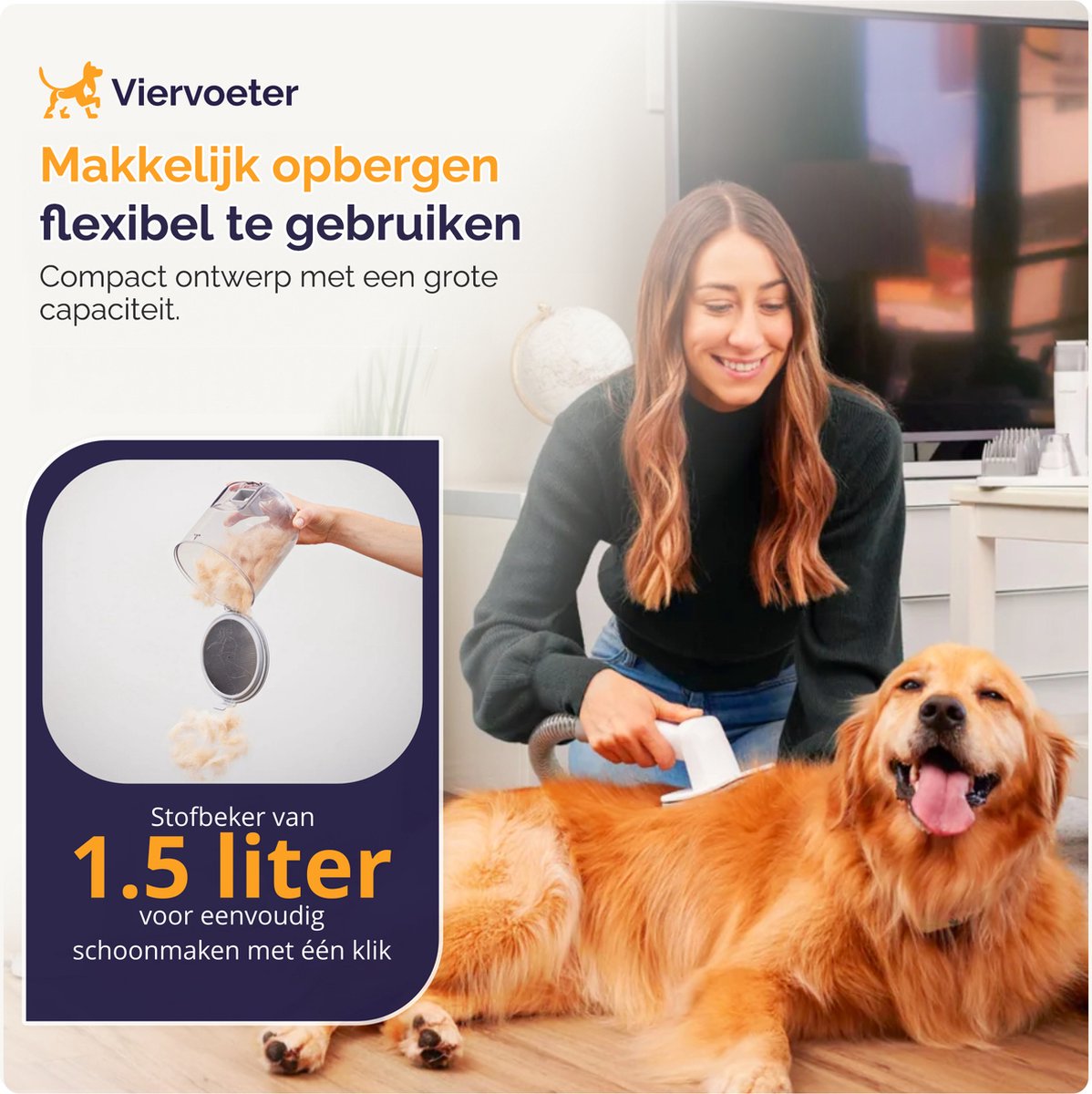 15-teilige Hundeschermaschine mit Staubsauger