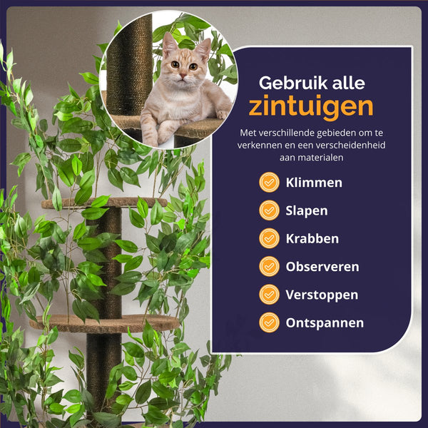 Kattenboom met bladeren 165x60x60