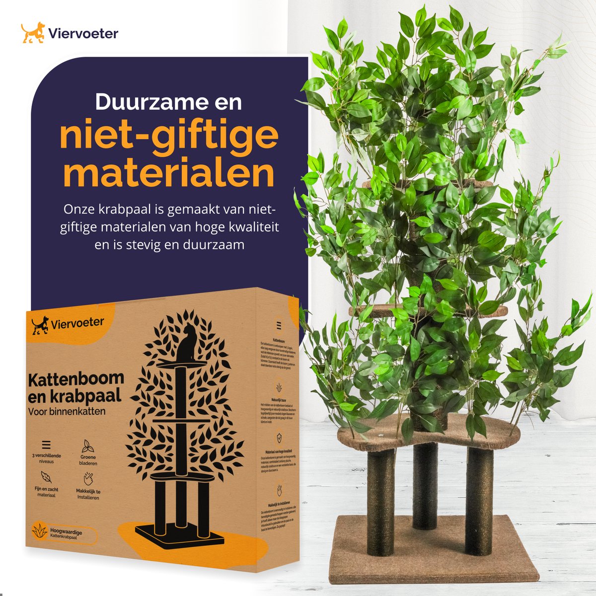 Kratzbaum mit Blättern 165x60x60