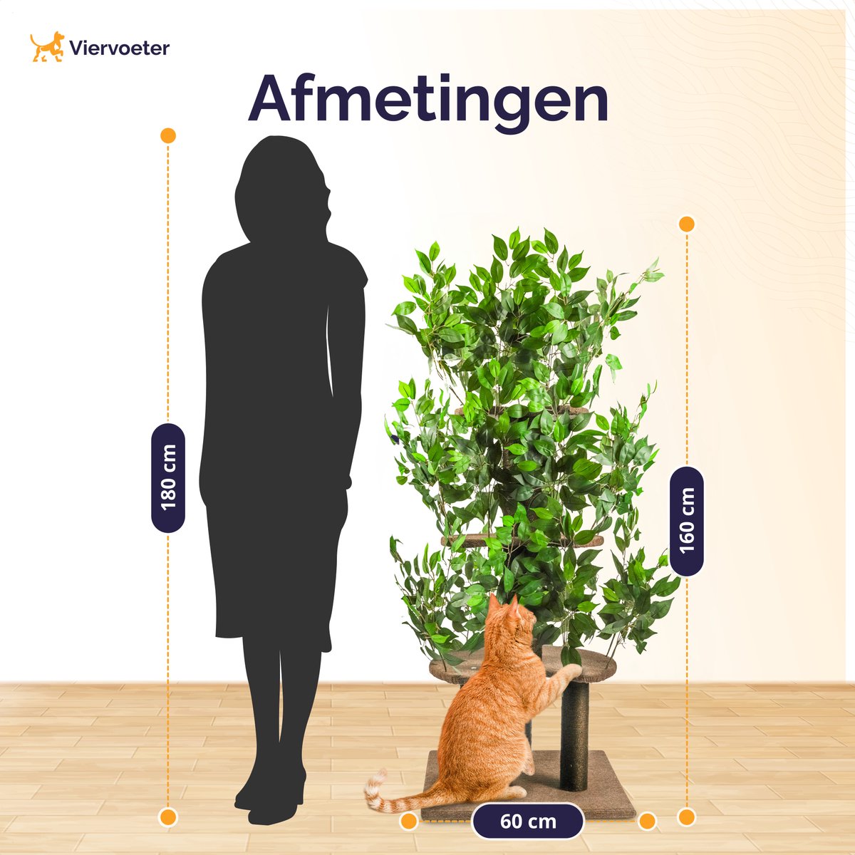 Kratzbaum mit Blättern 165x60x60