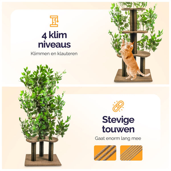 Kattenboom met bladeren 165x60x60
