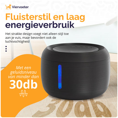 Ronde Waterfontein voor Katten en Honden - 2,5L - geruisloos - Incl. filter - Zwart