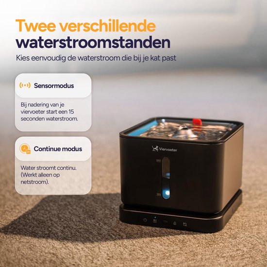Viervoeter Draadloze Drinkfontein RVS - aanzicht 8