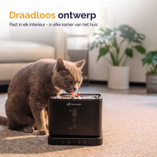 Viervoeter Draadloze Drinkfontein RVS - aanzicht 9