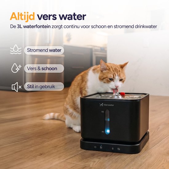 Viervoeter Draadloze Drinkfontein RVS - aanzicht 5