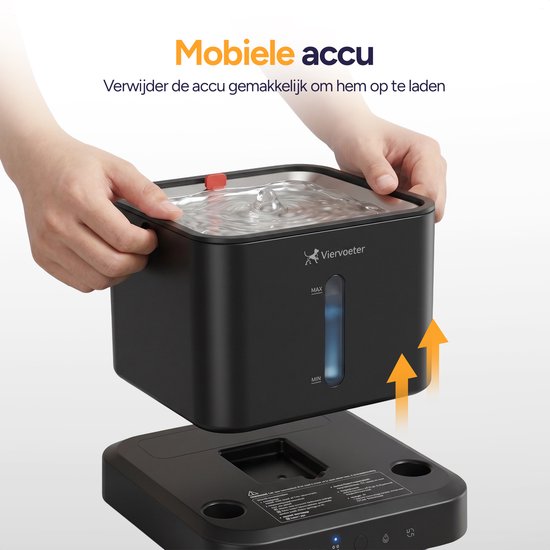 Viervoeter Draadloze Drinkfontein RVS - aanzicht 7