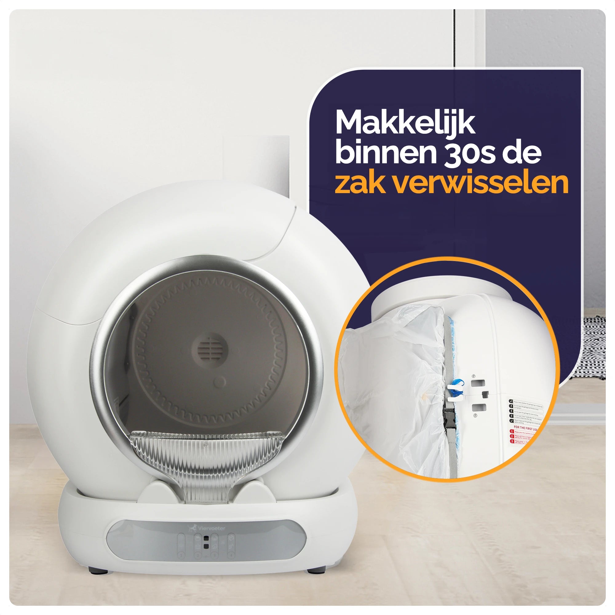 Viervoeter Fresh 3 -Zelfreinigende kattenbak Silver