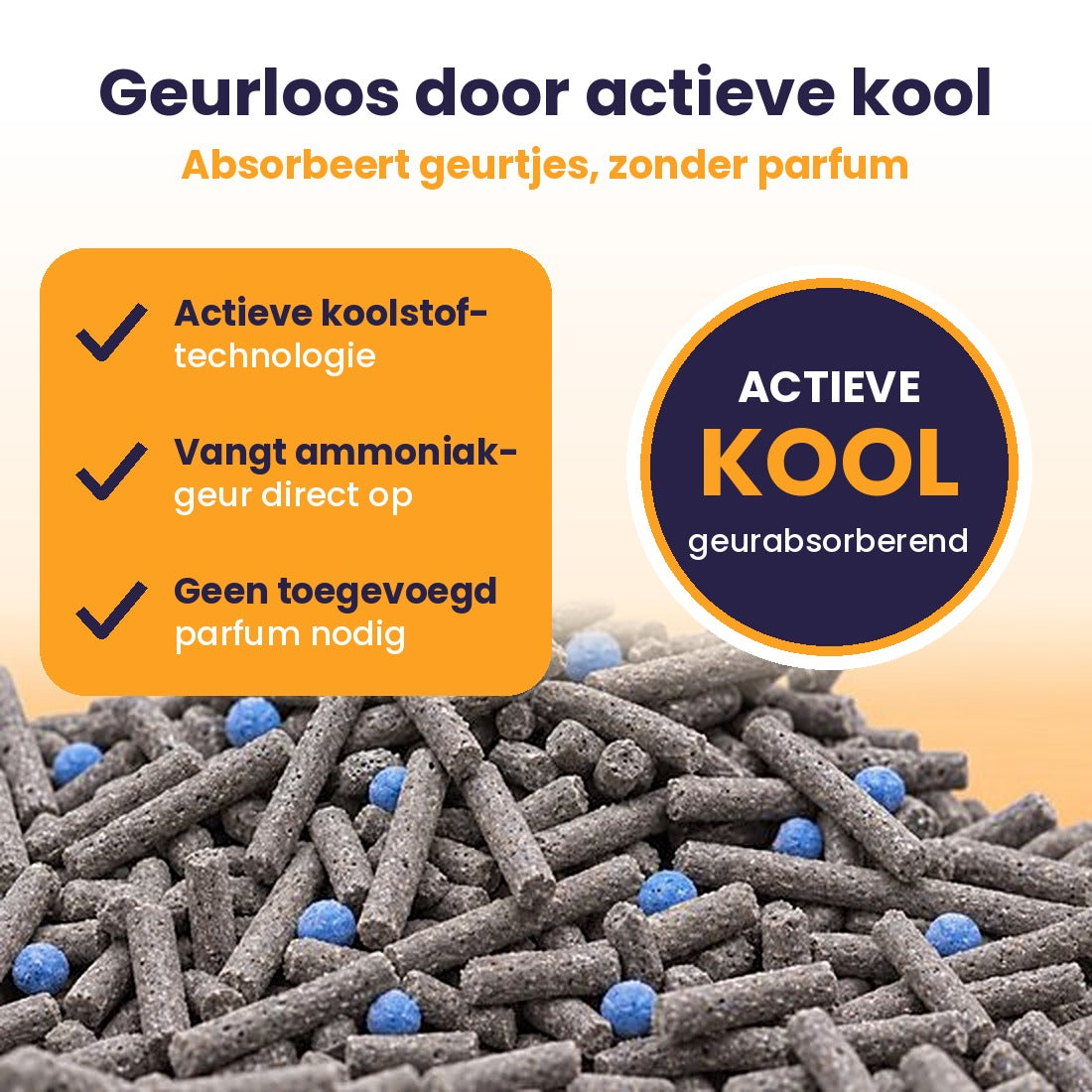 Geurloos door actieve kool – tofu kattenbakvulling absorbeert geurtjes zonder parfum #kleur-actieve-kool